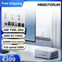 2025New MINISFORUM MINI PC UM750L Slim RyzenR5 7545U 16G1T 6400Mhz High Performance 2.5G Ethernet Mini Desktop for Office Gaming