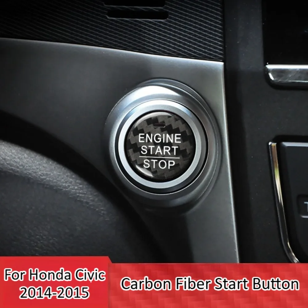 

For Honda Civic 2014-2015 Real Dry Carbon Fiber Push Button Start Ignition Trim Panel Car Interior Styling Accessories Kit Set