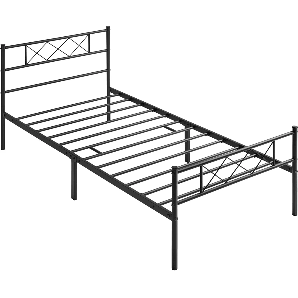 Metal Platform Bed with Headboard and Footboard Twin XL Black 83