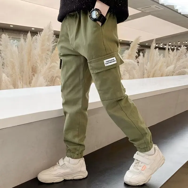 4-11Year Boys Cargo Pants Spring Autumn Thin Style Boys Trousers Casual Kids Sport Pants Teenage Children Clothes For