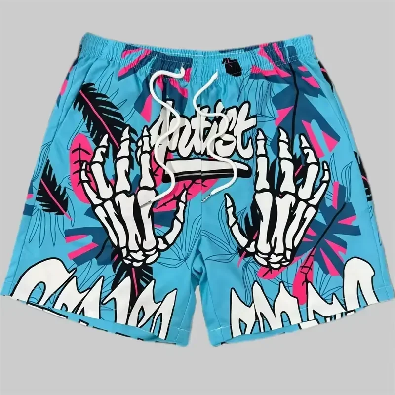 Men Skull Pattern Shorts Summer 3D Printed Streetwear Hip Hop Oversized Beach Board Shorts Cool Fashion Trendy Casual Wear