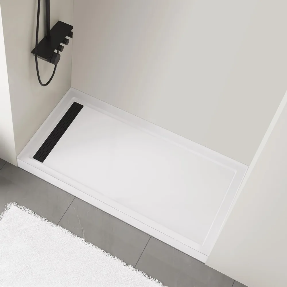

32 X 60 X 4 Shower Base with Single Threshold Rectangular Left Drain Location Shower Base in Glossy White, Acrylic Shower Pan