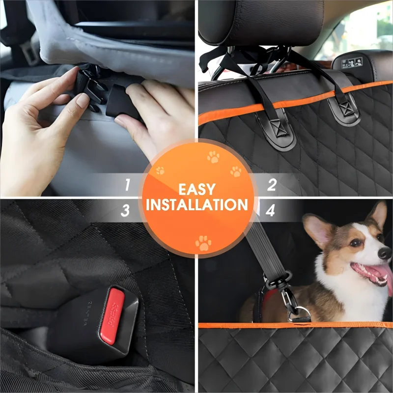 Car Pets Seat Cover Waterproof Pet Travel Dog Carrier Hammock Removable Anti-Scratch Dog Backseat Protection Easy to Install