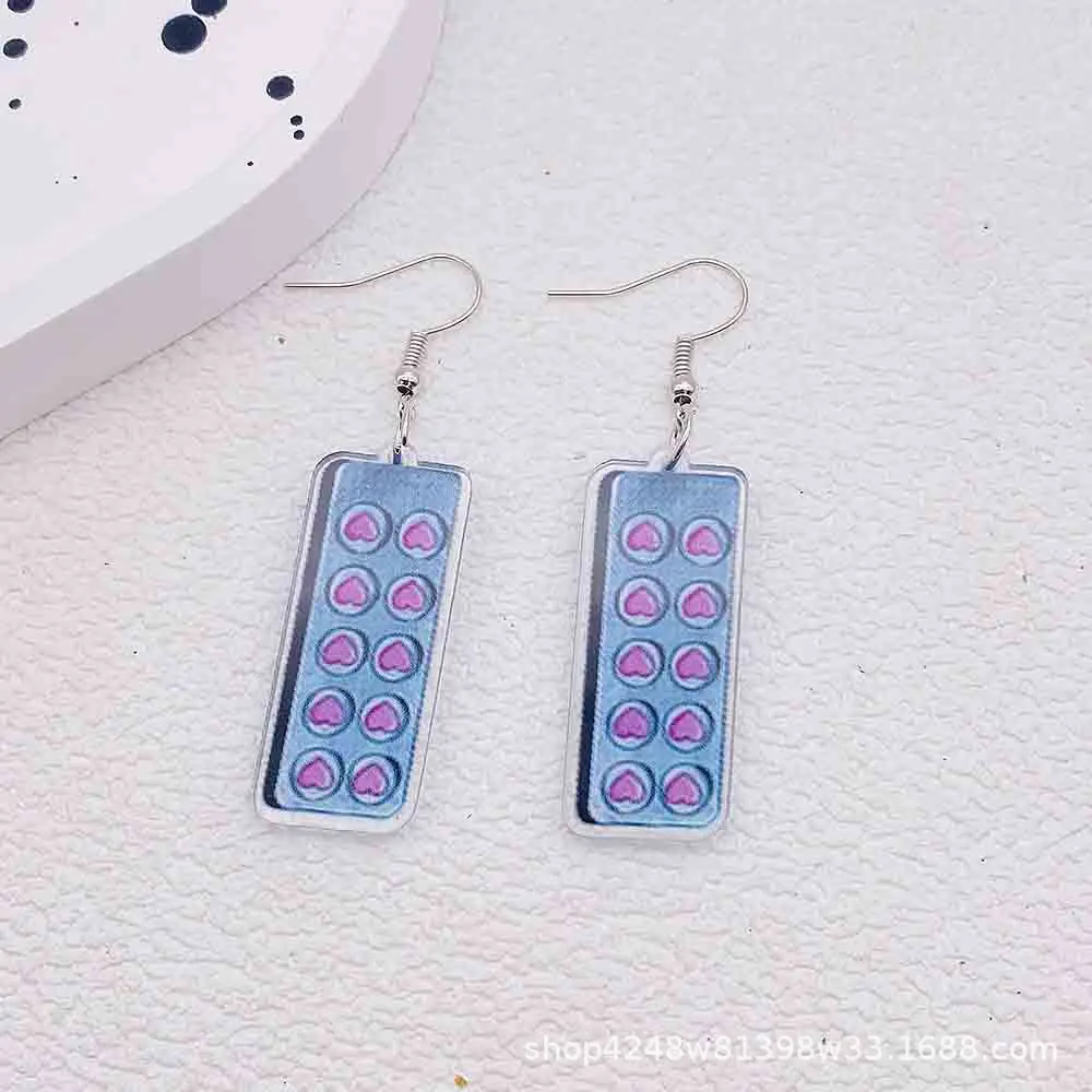 أقراط أكريليك للنساء ، مجوهرات يوم الممرضات ، حبوب طبية ، ترمزي مطبوع ، بيع بالجملة ، جديد