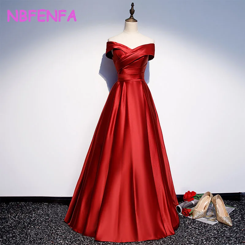 NBFENFA Red Bridal Dress 2024 Evening Dresses for Women One-shoulder Slim Formal Dress Women Elegant Dresses Vestidos De Noche