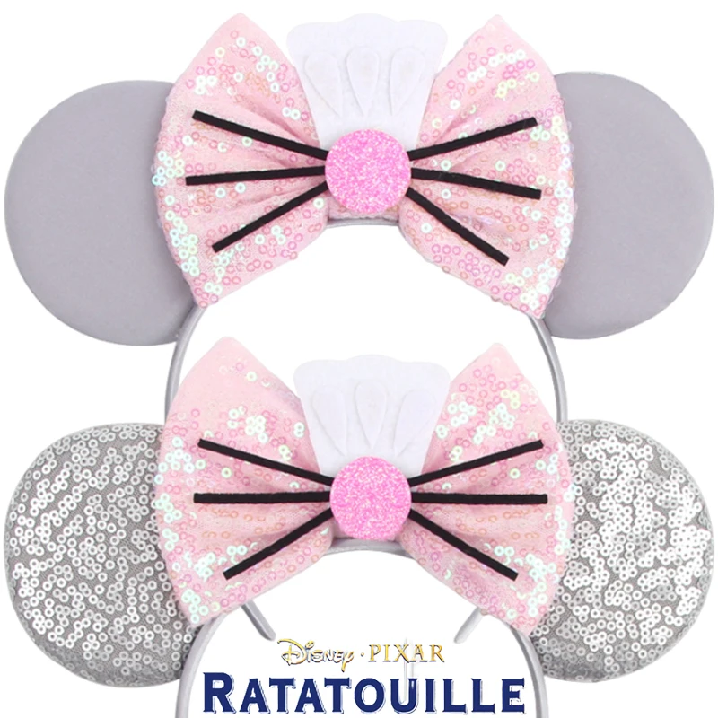 Disney Ratatouille Remy Mouse Ear Headband for Adults Mickey Mouse Sequins Bows Hairbands Women Hair Accessories Girls Headwear