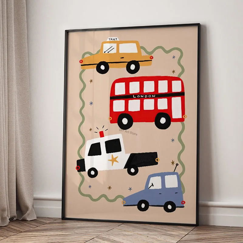 Car Airplane Snake Alphabet Learning Print Nursery Toddler Bedroom Poster Magical Wall Art Cute Baby Kid's Play Room Home Decor