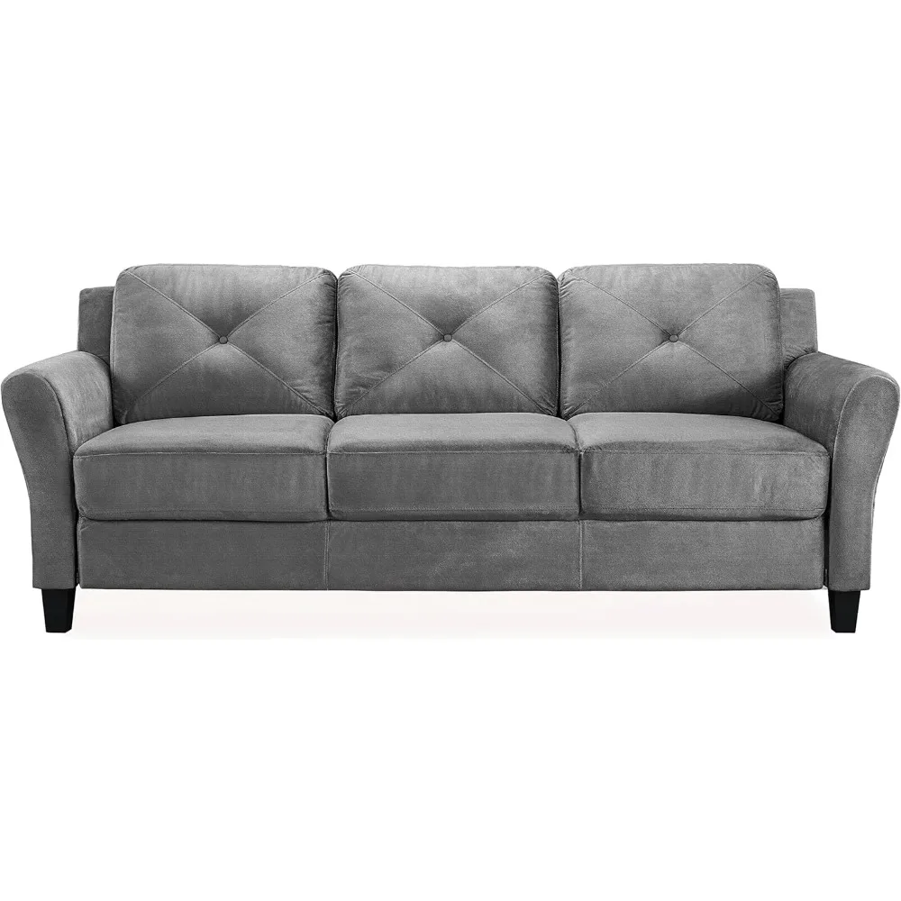 Harrington Grey Sofa, Dark Grey, 100% Polyester, Fashionable and Simple, Easy to Maintain Fabric, Essential Sofa for Living Room