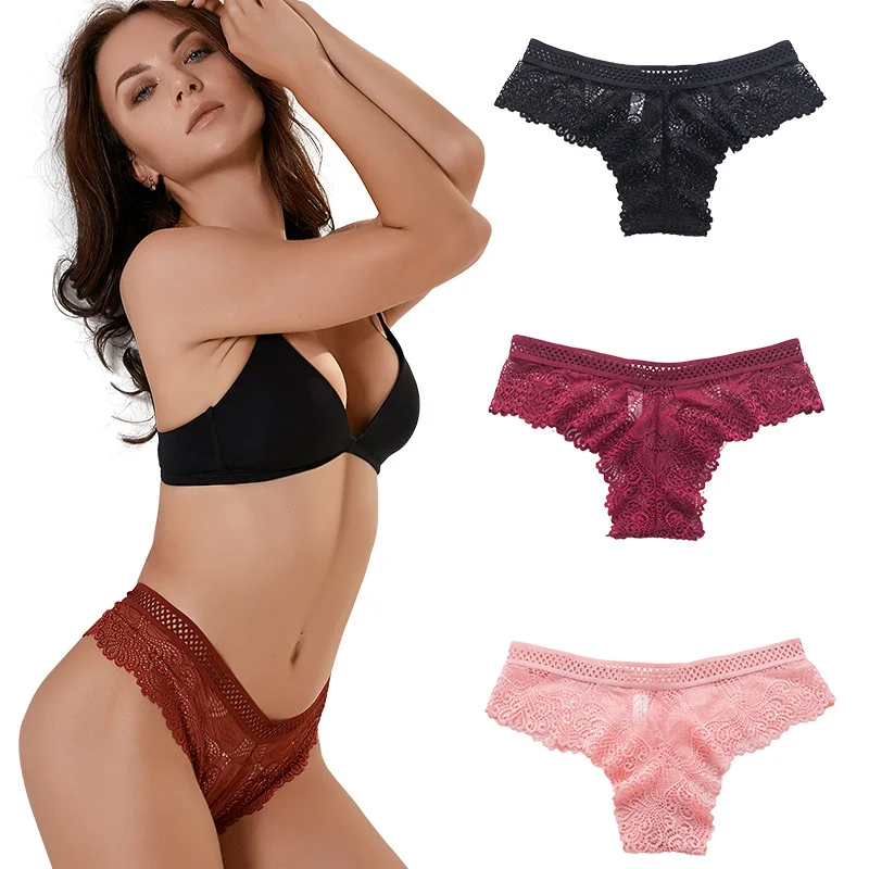 

3PCS/Set Mesh Briefs S-1XL Lace Panties Sexy Transparent Underwear Low Rise Panties Girls Intimates Lingeri