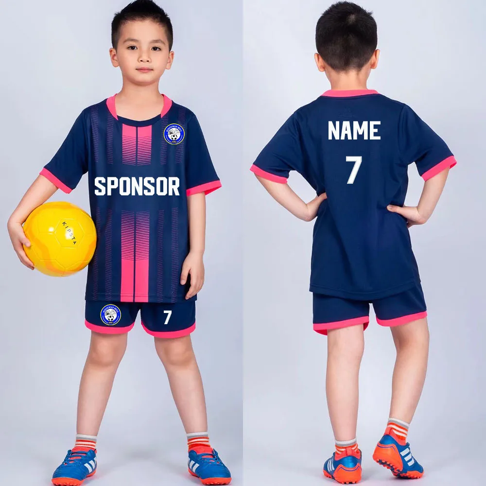 Children Soccer Uniform Sets Custom Dry Fit 2 Piece Boys Girls Short Sleeve Shirt & Shorts Training Football Jersey Kids Outfit