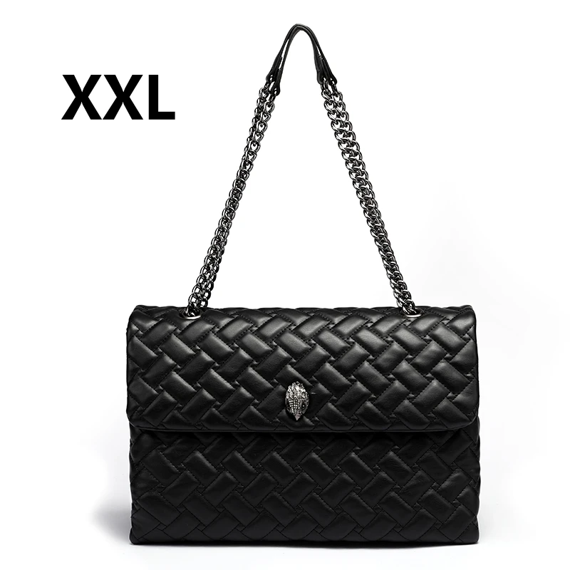 KURT GEIGER LONDON Fashion Women's DRENCH Bags Diamond Lattice Silver Chain Shoulder Crossbody Bag Commuting Large Capacity XXL