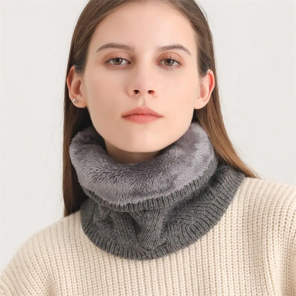 Knitted Fabric Neck Warmer Fleece Lined Stretchy Pullover Fleece Lined Neck Gaiter Thickened Winter Neck Scarf Cold Weather Wear