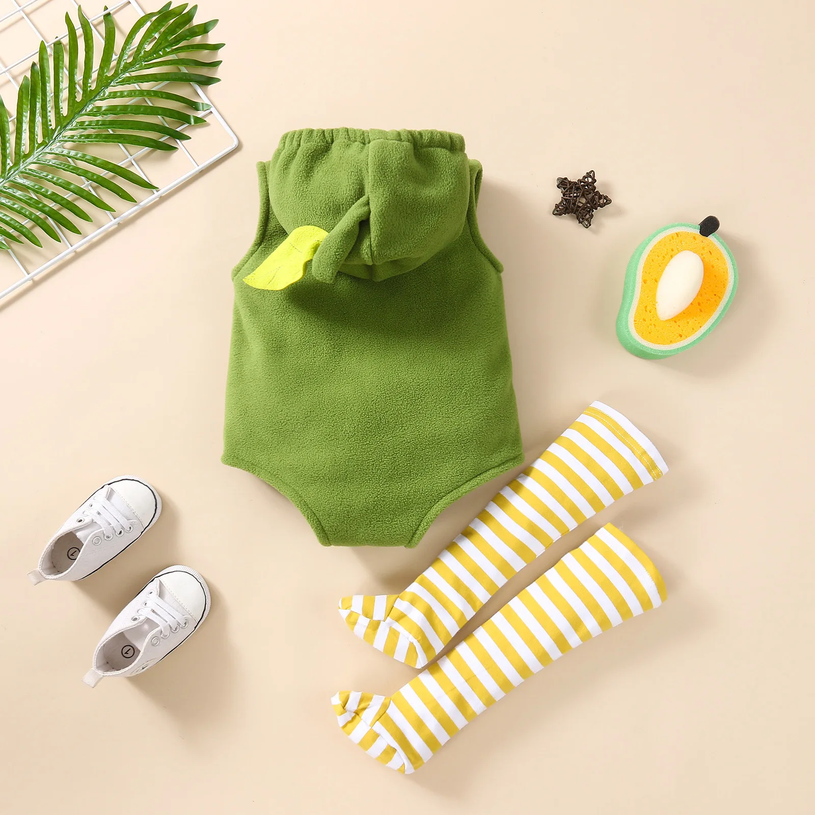 Newborn baby hoodie set baby avocado styling suit hooded shooting outfit sesion fotografía bebé  신생아촬영  신생아사진  newborn