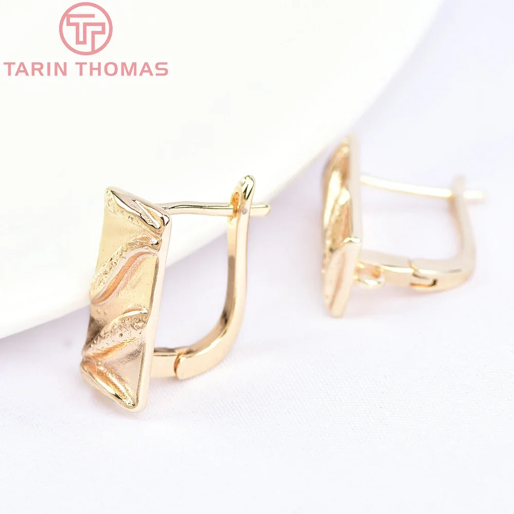 (6023)4PCS 13x17MM 24k Gold Color Brass Rectangle Earrings Hoop DIY High Quality Jewelry Making Findings Accessories Wholesale