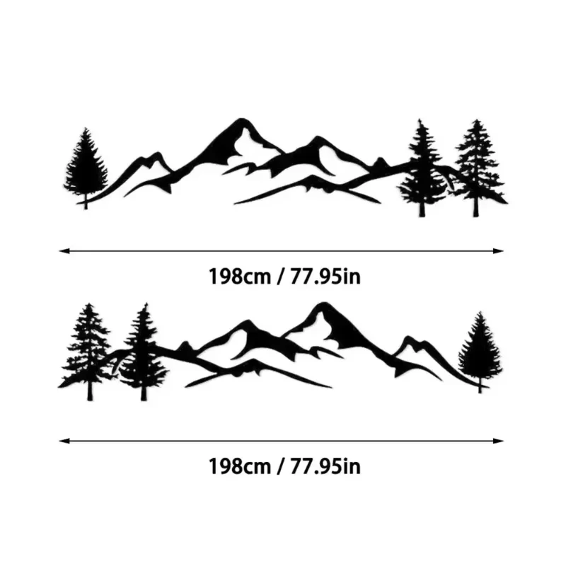 

2Pcs Mountain Tree Car Sticker - Waterproof PET Auto Decal for SUV RV Camper Offroad, Durable Exterior Decor