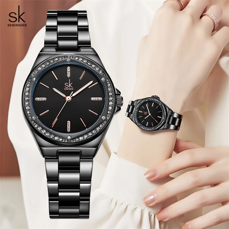 Shengke Fashion Design Ladies Quartz Wristwatches Diamond Elegant Women\'s Watches Top Luxury Woman\'s Gifts Clock New Arrivals