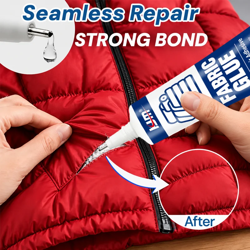 KJM Fabric Repair Glue No Sew Clothing Adhesive For Jackets Down Coats Jeans Textile Fix Sewing Alternative Strong Bond Glue