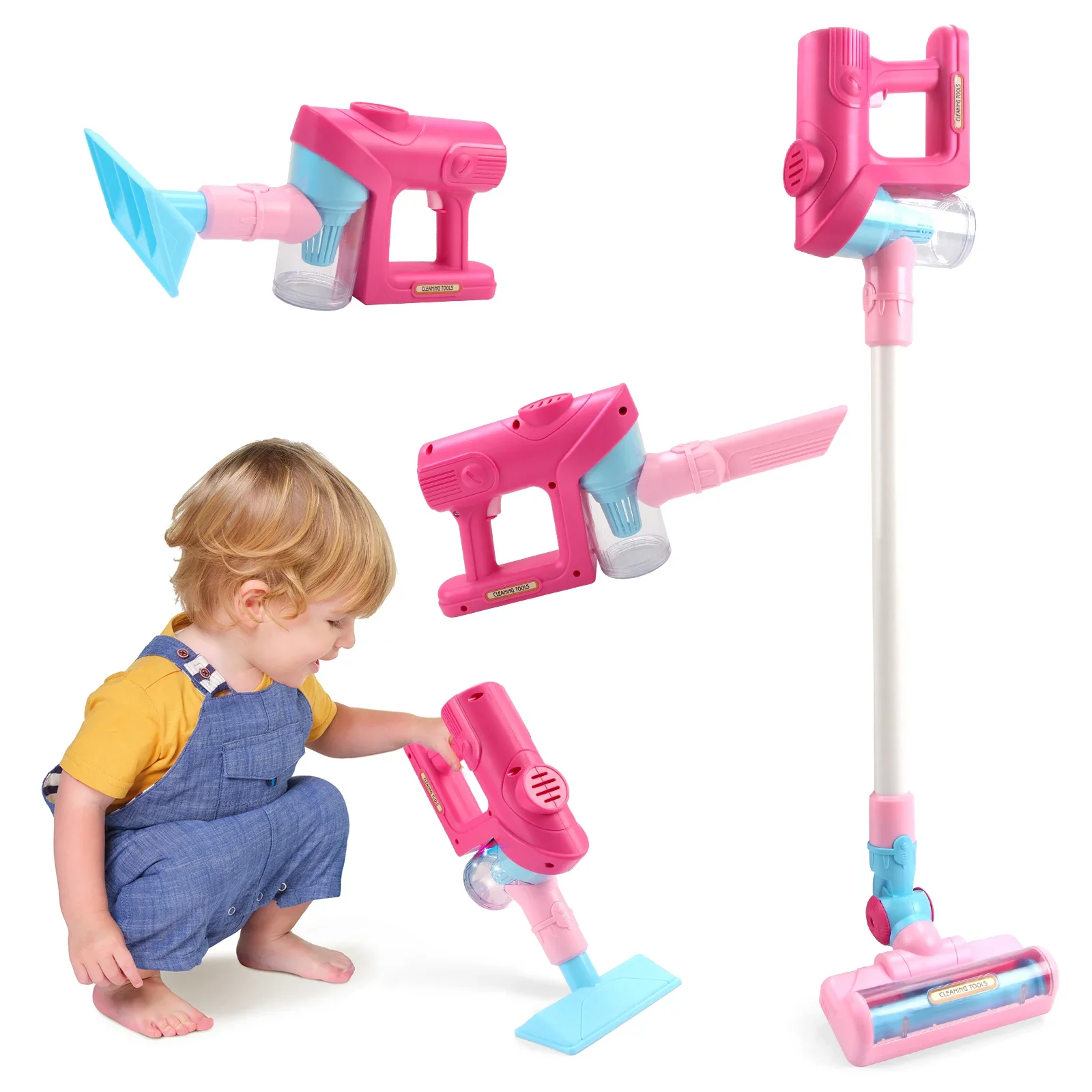 Mini aspirateur électrique avec lumière et nettoyeur de musique, Simulation de travail ménager, collecteur de poussière, jouets éducatifs pour enfants, cadeaux