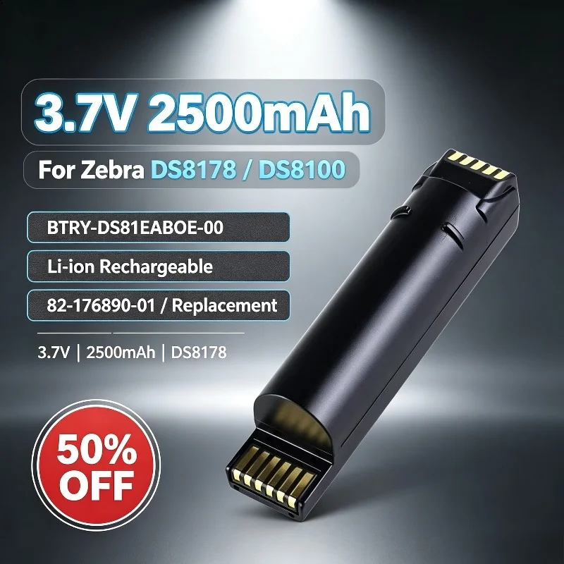 3.7V 2500mAh BTRY-DS81EAB0E-00 Battery for Zebra DS8178 DS8100 DS8170 Barcode Scanner 82-176890-01 Replacement