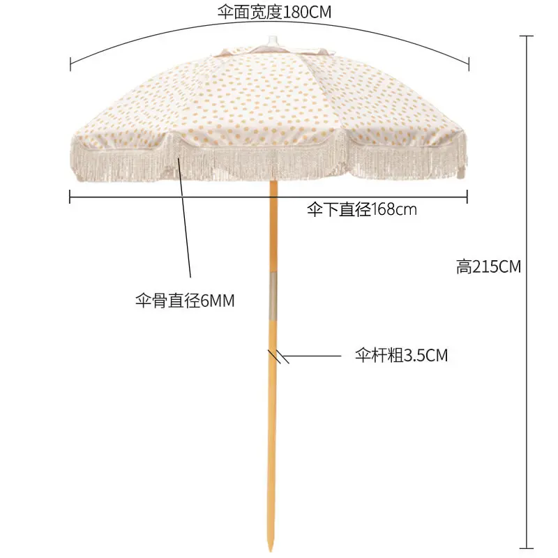 For Polka dot fringed beach umbrella outdoor portable parasol fishing striped sun umbrella