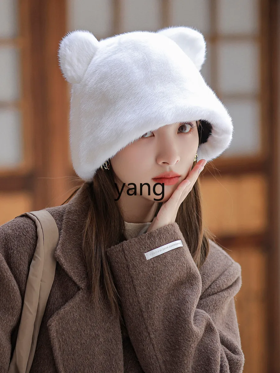LMM autumn and winter mink hair ear protection warm fashion versatile new fur hat Korean version tide