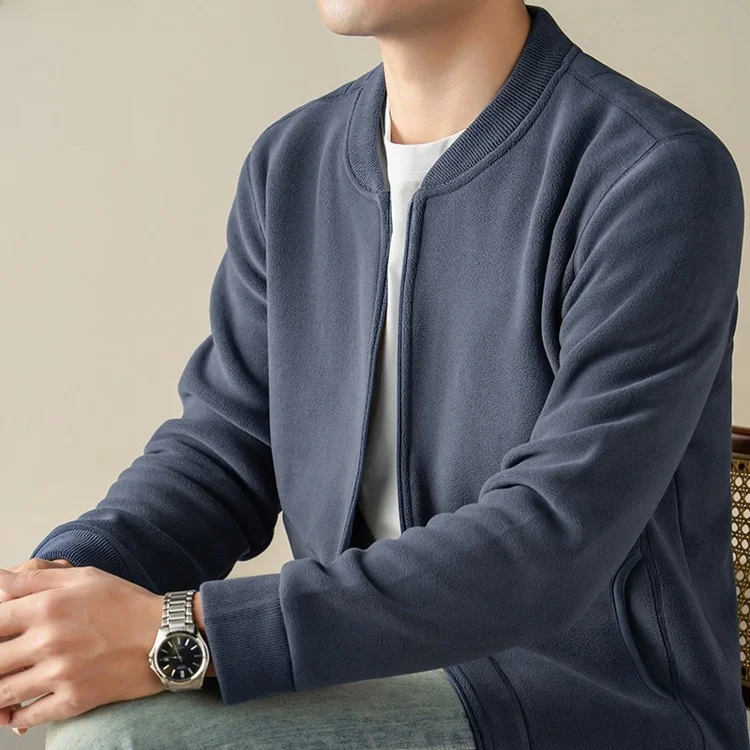 

Мужской осенне-зимний открытый кардиган Thiened Fce Jaet, двусторонний пушистый повседневный свитер с капюшоном, верхняя одежда, воротник-стойка, длинный све