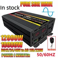 8000/10000W LCD Display Solar Power Inverter 12V 24V 48V to 110V/220V Pure Sine Wave Voltage Transformer Car Charge Converter