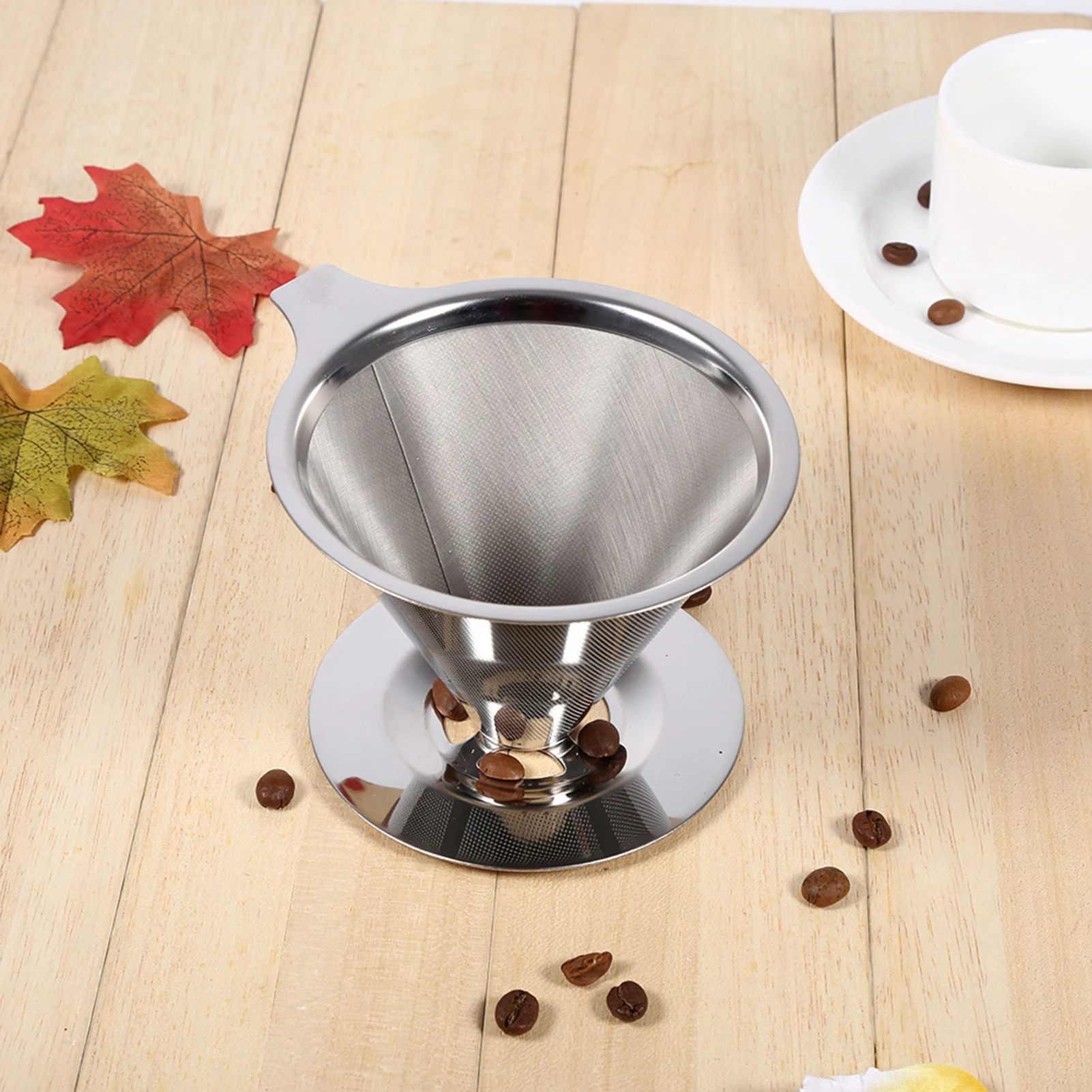 

Pour Over Coffee Dripper, Cone Paperless Stainless Steel Coffee Filter, Double Layer Reusable Mesh Coffee Maker