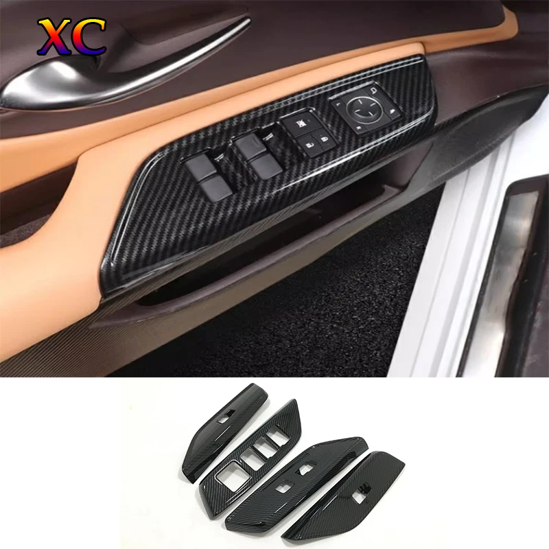 For Lexus ES 250 350 300h 2019-2023 2024 Carbon Car Interior Door Armrest Window Lift Switch Button Panel Cover Trim Accessories