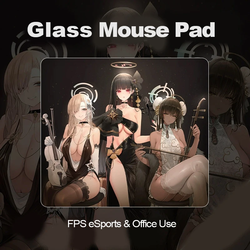 

Trendy Anime Hard Glass Gaming Mouse Pad - XXL Cute Photovoltaic Waterproof Surface for Professional FPS eSports & Office Use