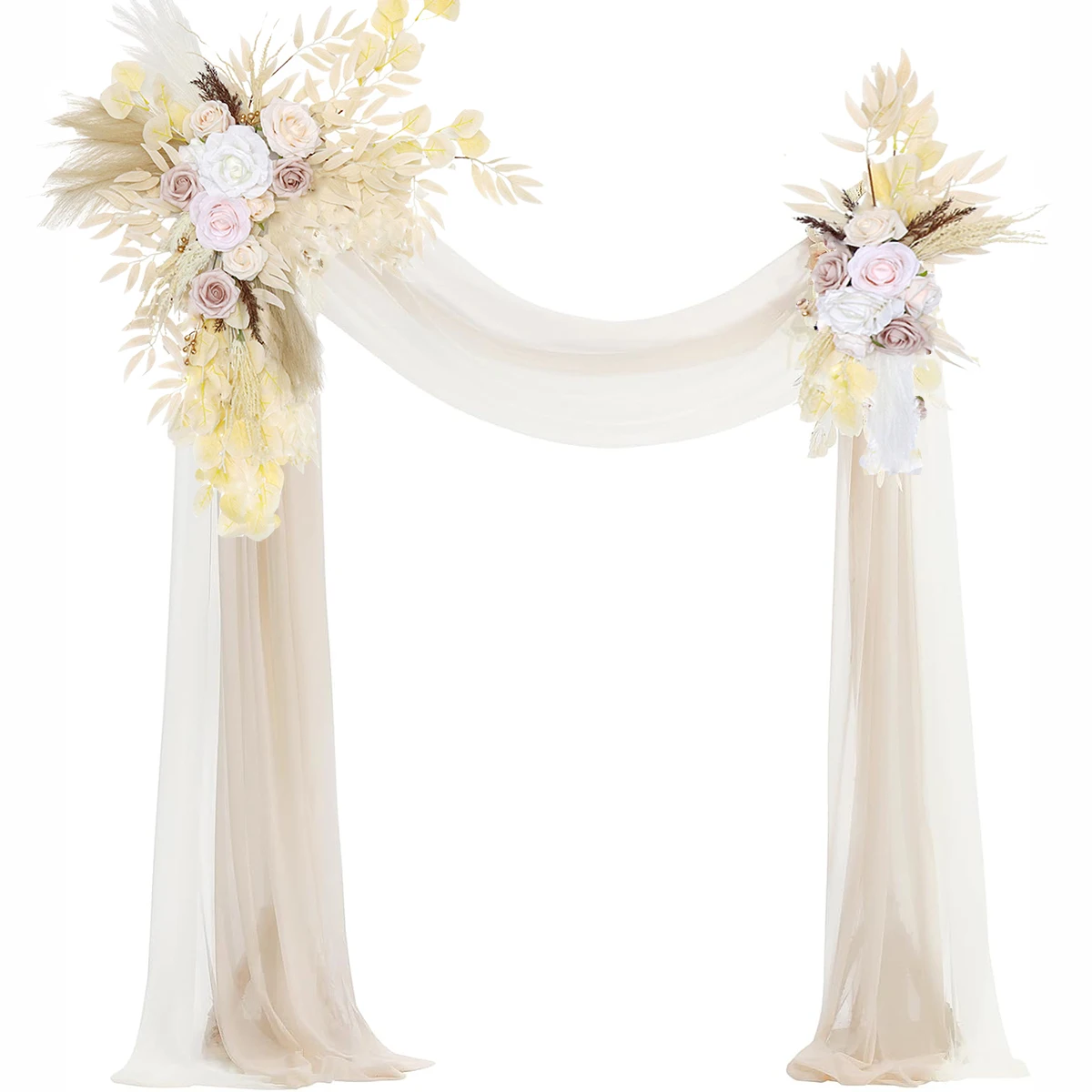 

Yannew Arch Flowers for Wedding Ceremony Creamy White Artificial Floral Swag Arrangement Boho Wed Arbor Reception Backdrop Decor