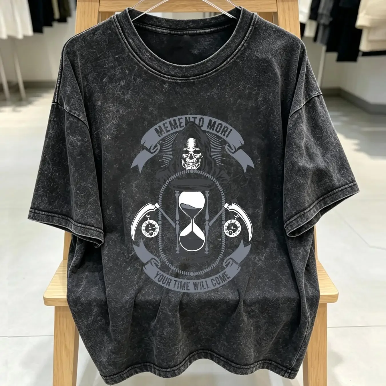 washed T Shirt Memento Mori 100 Cotton Premium NEW vintage Washed Comfortable Stretched graphic homme Casual Breathable Stylish