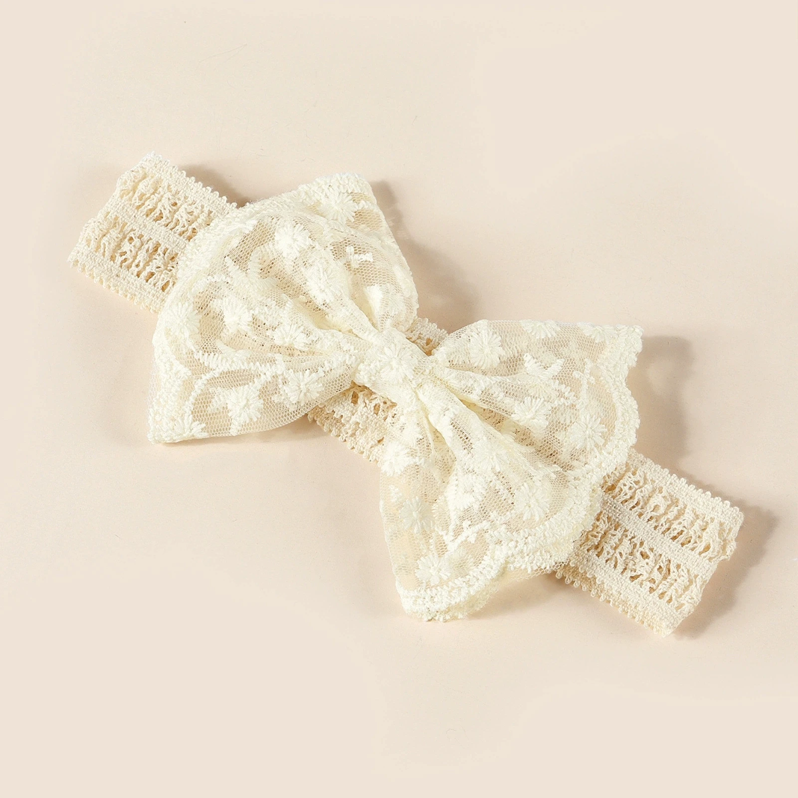 

1Pc New Beige Lace Butterfly Headband Summer Mesh Breathable Baby Headwrap Sweet Lovely Hair Accessories for ChildrenTurban