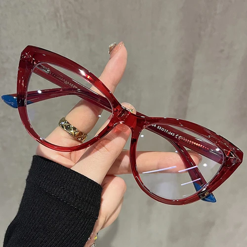 Imagen 2 del producto Montura de ojos de gato elegante para mujer, gafas de lectura antiluz azul para ordenador, gafas graduadas personalizables para miopía e hipermetropía