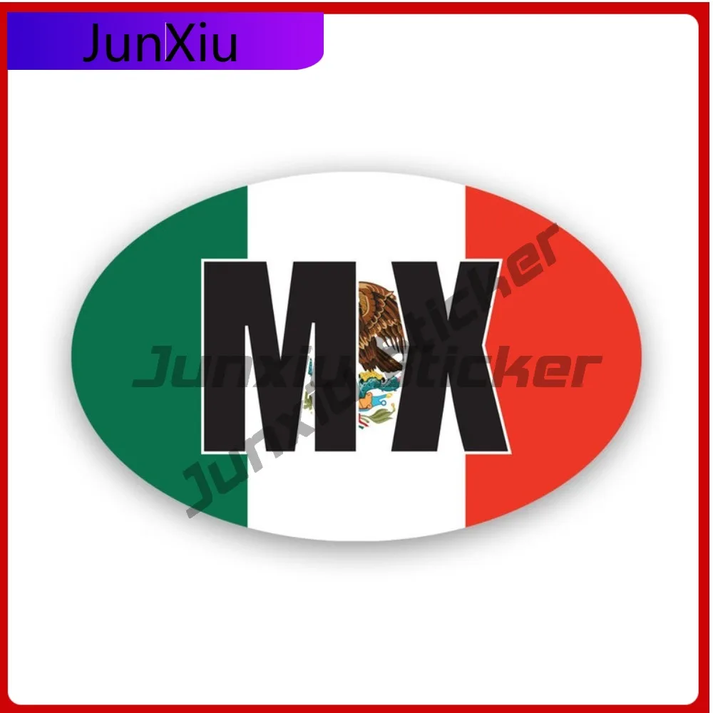 

Mexico Oval Sticker Creative Decals Uv Protected Mexican Flag Country Code Euro Mx V4 State Flag Patriotic Car Sticker Vinyl