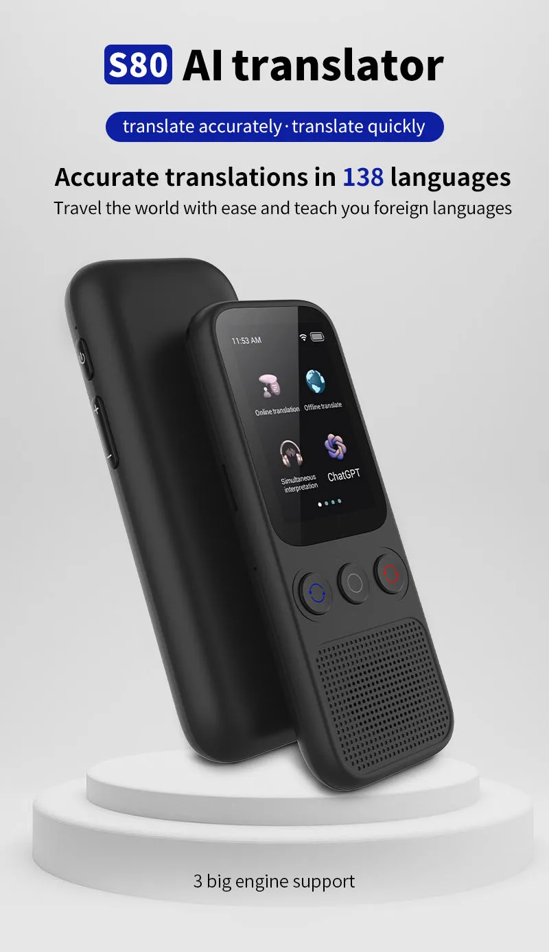 Language Translator Offline Voice Photo Translation WiFi Portable Translator 138 Languages Translator Device for Travel Business