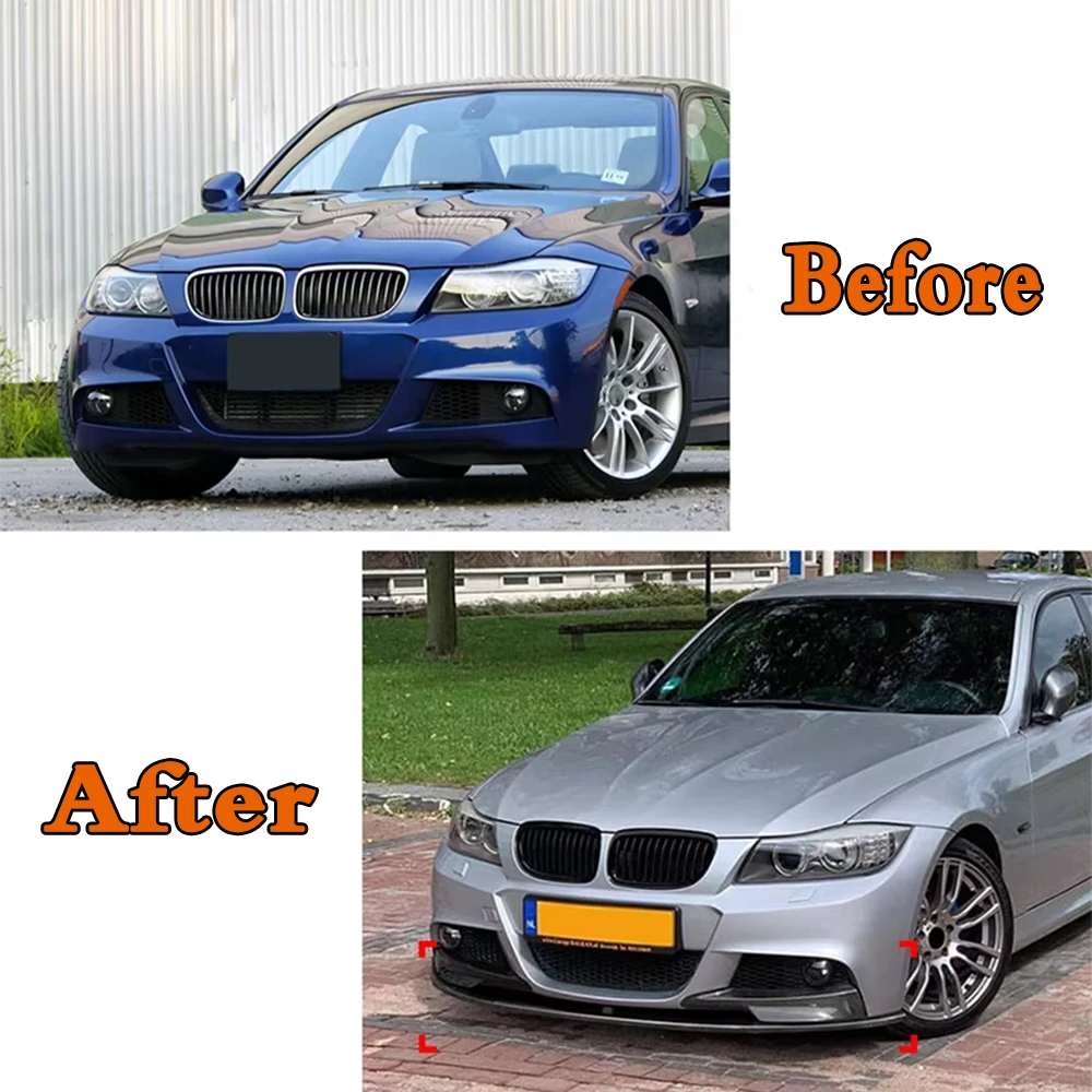 For BMW 3 Series E90 E91 LCI M Sport 2009 - 2012 Car Front Bumper Lip Splitter Diffuser Body Kits Spoiler Bumper Guard Protector