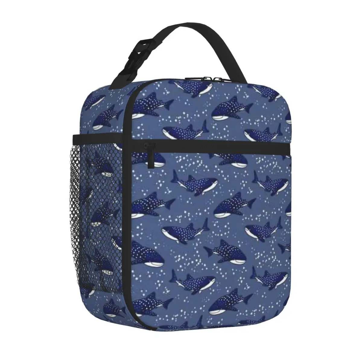 Bestselling Starry Whale Sharks (Dark Version) Double Deck Adjustable Strap Lunch Bag Field Work Meal Lunch Bag