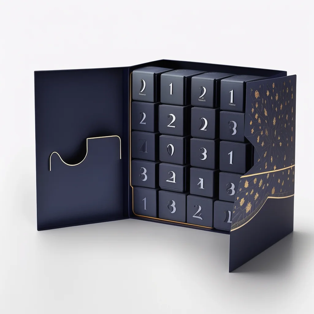 

Изготовление на заказ. Коробка для календаря приключений. Роскошная изготовленная на заказ жесткая картонная рождественская коробка с обратным отсчетом. Пустая коробка для адвент-календаря на 12 дней.