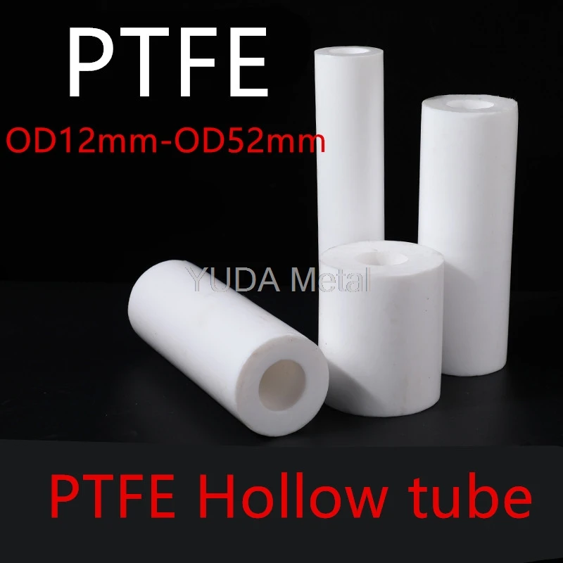 OD12-52mm White polytetrafluoroethylene hollow tube rod environment-friendly non-toxic DIY PTFE sleeve Length 25/50cm PTFE bar