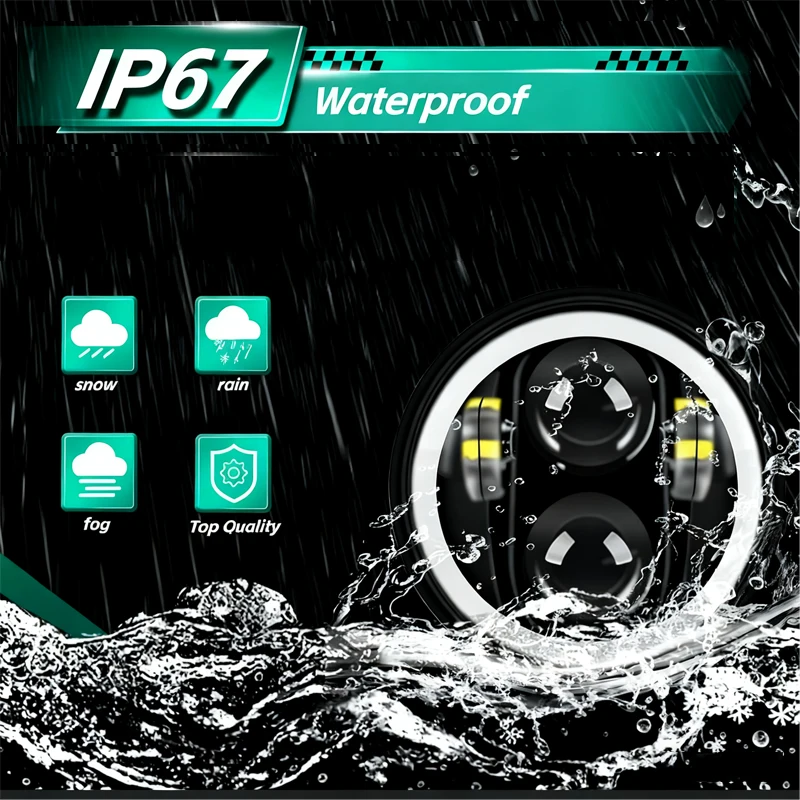 5-3/4 5.75 بوصة دراجة نارية المصباح هالة عيون الملاك عالية منخفضة شعاع DRL بدوره إشارة مشروع ل هارلي سبورتستر 883 XL883 FXCW