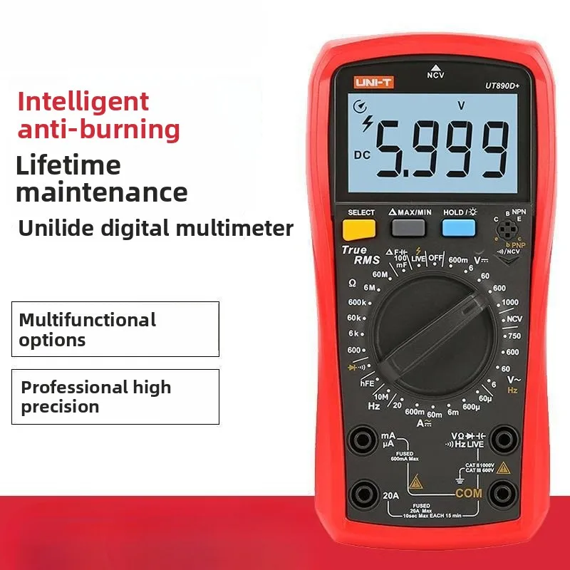 UT890C UT890D Multifunction Smart Anti Burn Digital Multimeter Capacitance Temperature Voltage Current