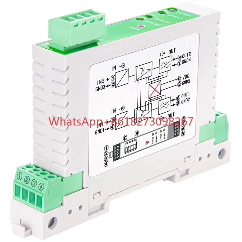 Two in two out signal isolation transmitter 4-20mA to 0-5V DC analog current voltage conversion module