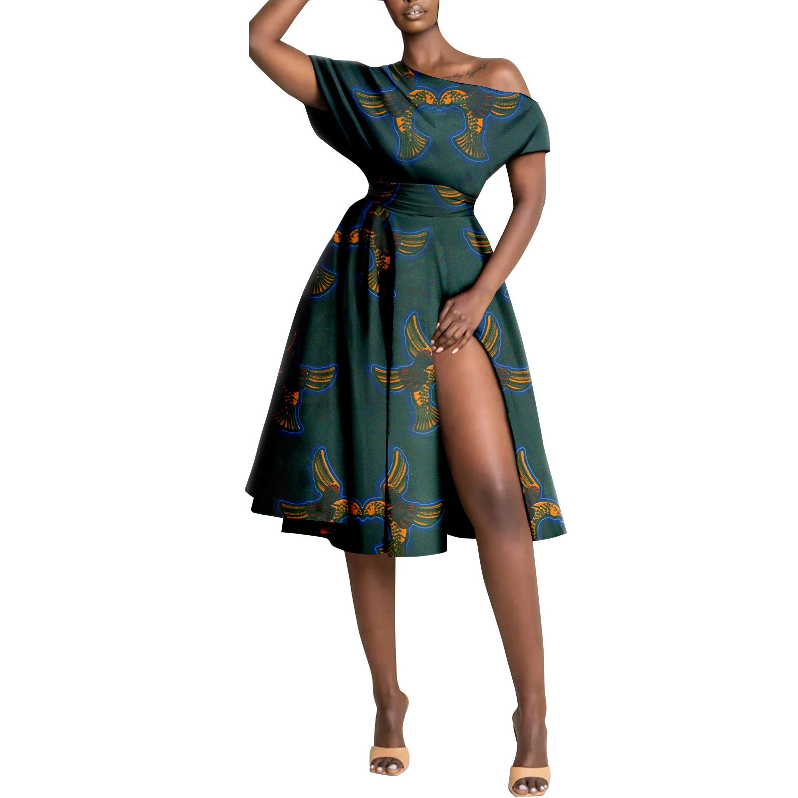 Sale! Ankara Fashion African Clothes for Women Print Maxi  Sexy Dresses for Women Dashiki Party Wear Split Elegant Lady Dresses