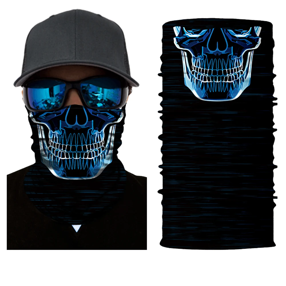 3D Skull Skeleton Balaclava Seamless Motorcycle Neck Face Shield Mask Scarf Bicycle Hunting Anti-UV Bandana Headband