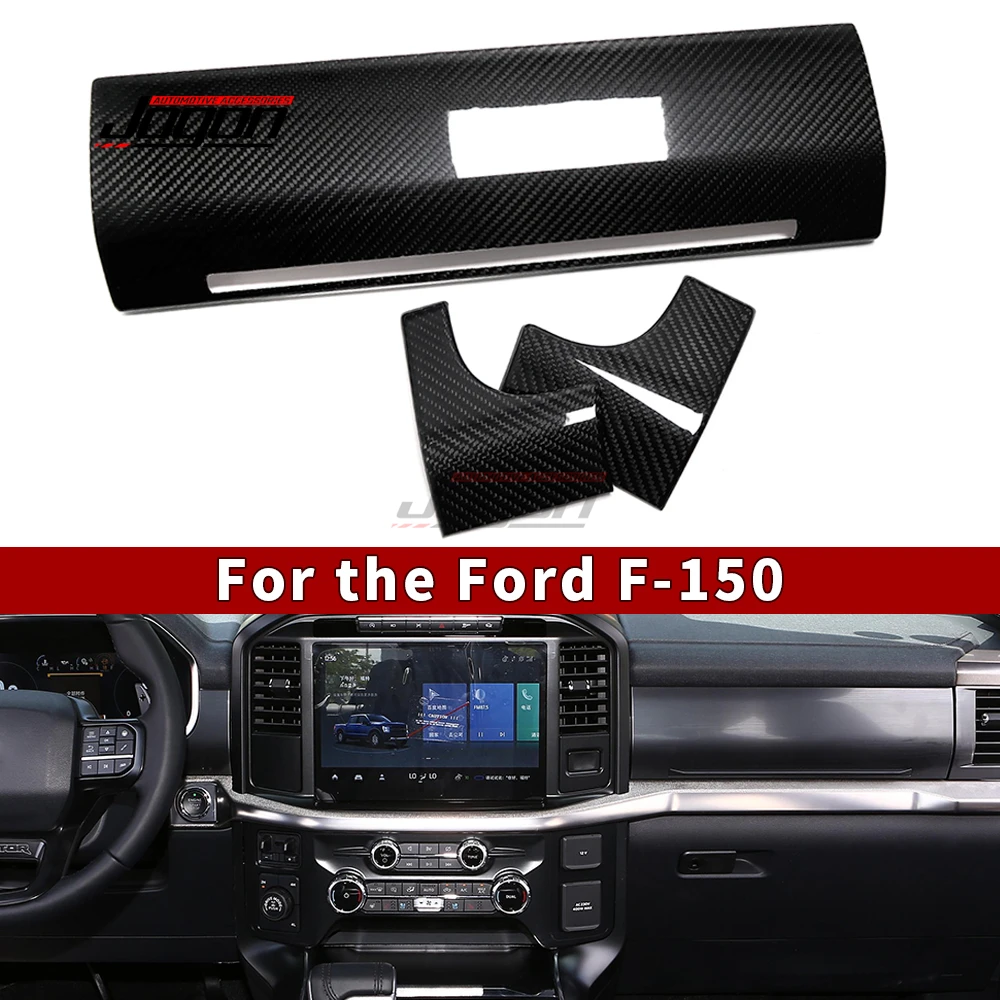 For Ford F150 Raptor Lariat 2021 2022 2023 Carbon Fiber Car Interior Console Dashboard Storage Box Panel Cover Trim Accessories