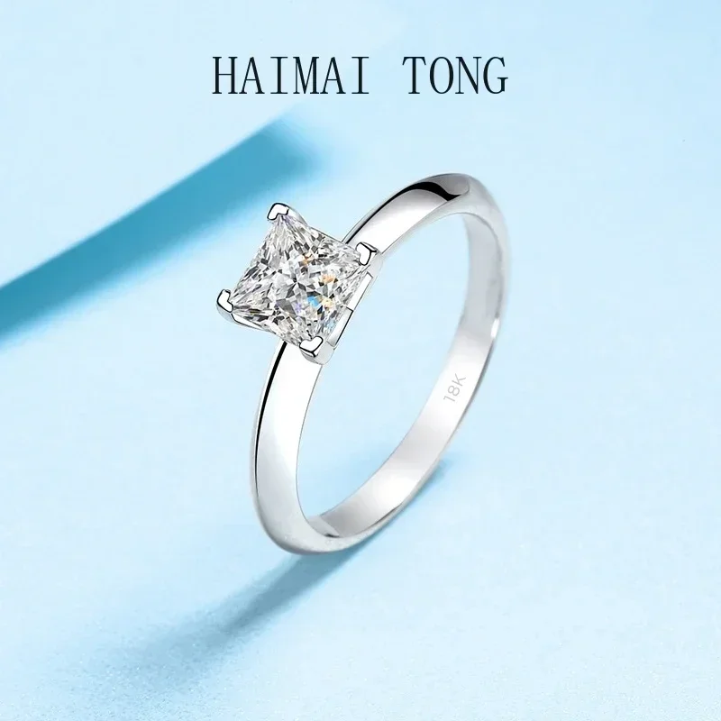 

Designer Jewelry Women 18K White Gold VVS1 D Color 1/2CT Moissanite Square Diamond Original Certified Wedding Engagement Rings