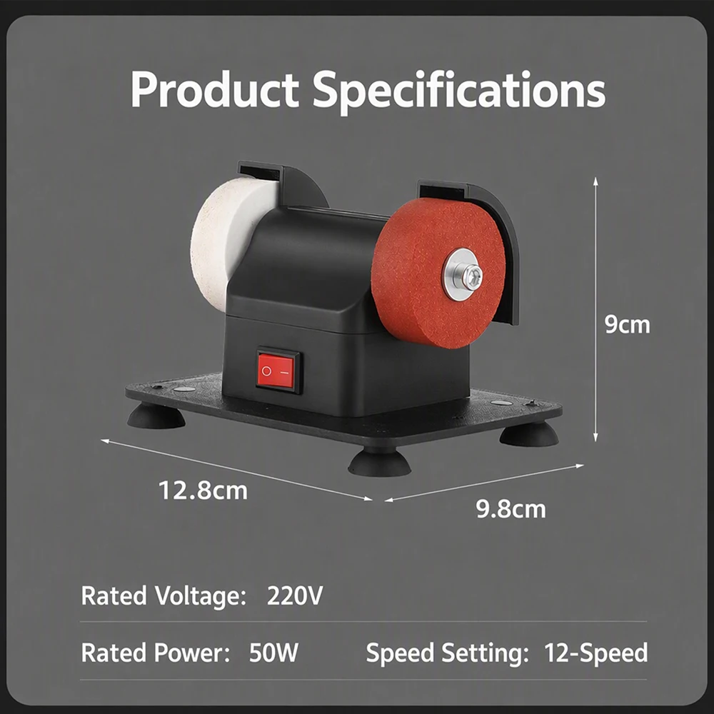 Electric Knife Sharpener 12-Speed Multifunctional Polishing and Grinding Machine with Dual-Wheel for Home and Workshop