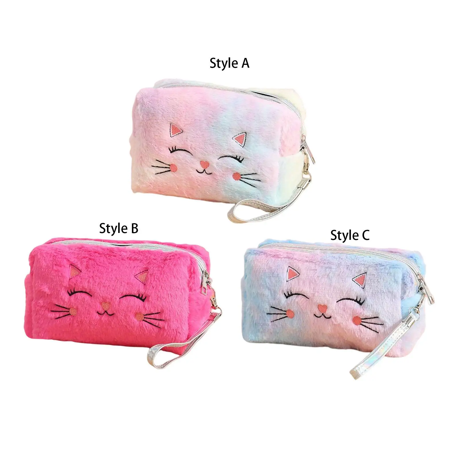 Lovely Plush Cosmetic Bag for Organizing Valentines Day Gifts Brush Organizer Travel Portable Toiletry Bag Makeup Organizer Bag