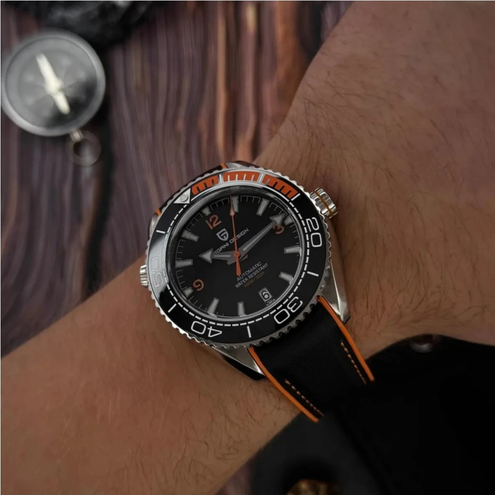 PAGANI DESIGN 42MM Japan movement Men Mechanical Watch 100M Waterproof Sapphire Crystal Ceramic Bezel Men Automatic Wristwatches